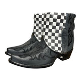 8 Embroidered Black & Checkered Leather Canty Boots®