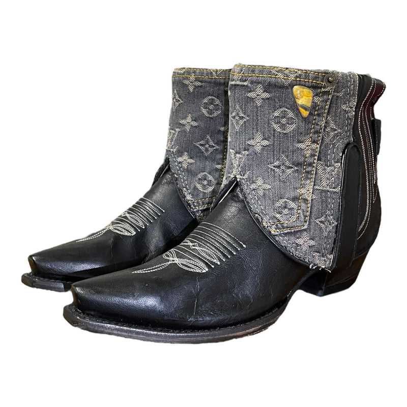 9 Black & Designer Denim Canty Boots® with Bumblebee Jasper Conchos