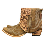 8.5 Embroidered Brown & Pressed Floral Leather Canty Boots®