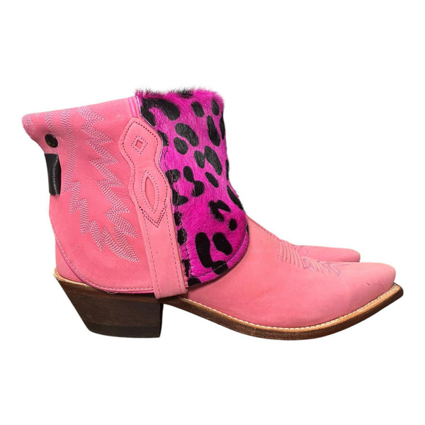 9 Pink & Pink Leopard Hair-on Hide Canty Boots®