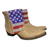 10 Embroidered Tan & American Flag Crystals Canty Boots®