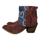 9 Deep Red Rough Out & Designer Denim Canty Boots®