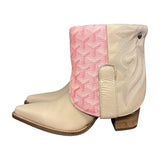 9.5 Pale Pink & Designer Stacked Heel Canty Boots®