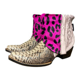 7 Pink Exotic & Leopard Hair-on Hide Canty Boots®