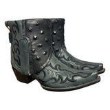 7 Embroidered Black & Studded Black Leather Canty Boots® with Star Inlay
