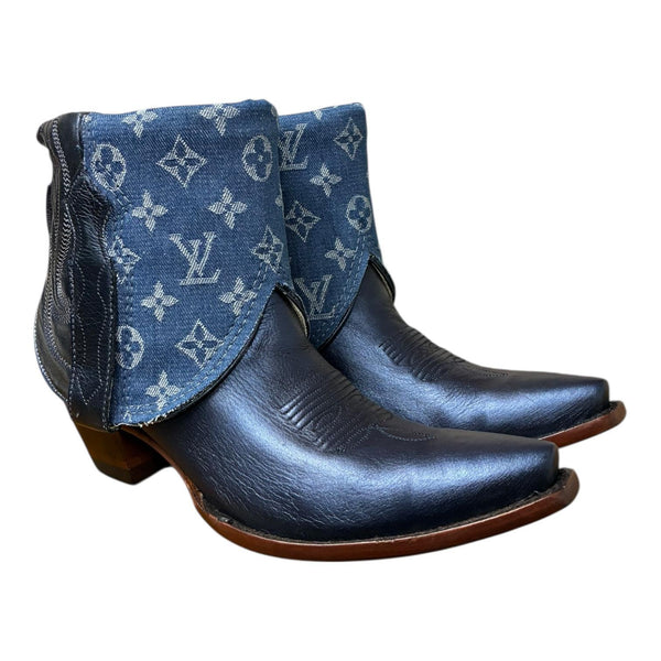 9 Metallic Navy Blue & Designer Denim Canty Boots®