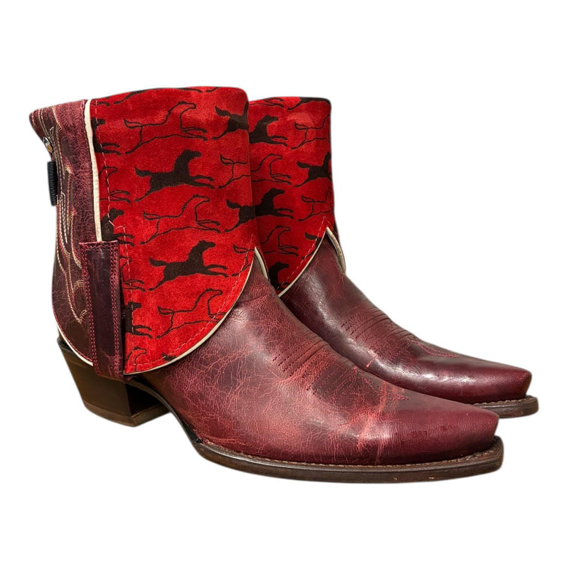 8 Embroidered Red & Horse Print Canty Boots®