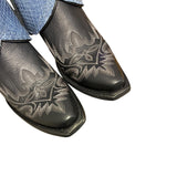 7.5 Embroidered Black & Denim Canty Boots® with Heart Inlay