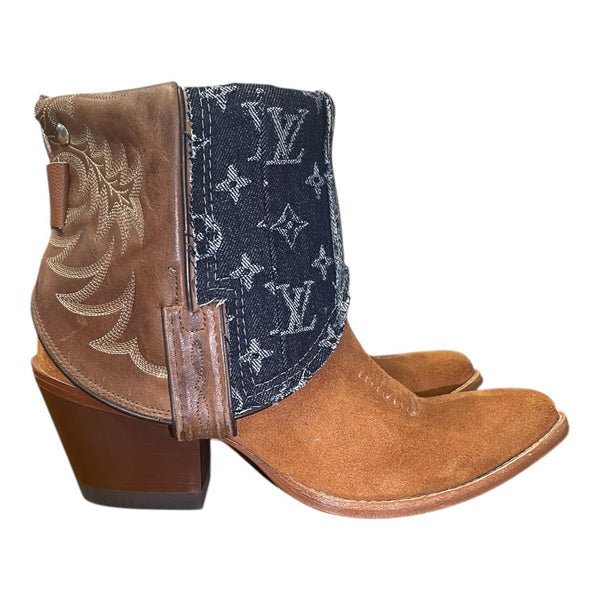 10 Two Toned Rough Out & Layered Designer Denim Canty Boots®