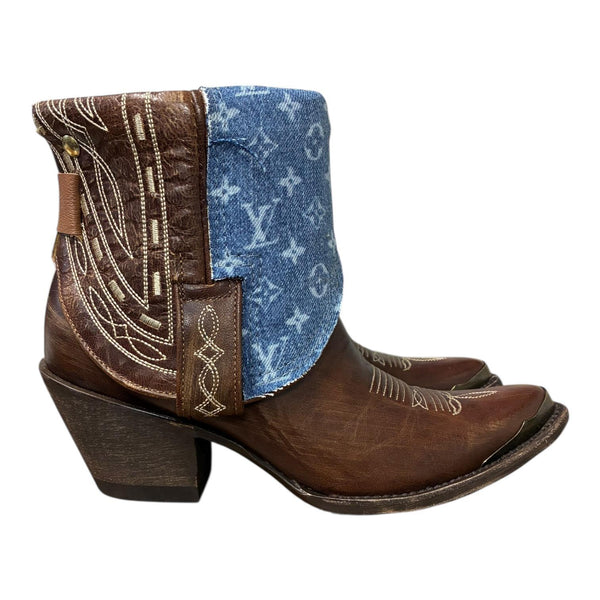 8 Embroidered Brown & Designer Denim Canty Boots®