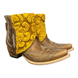 7 Embroidered Brown & Pressed Floral Leather Canty Boots®