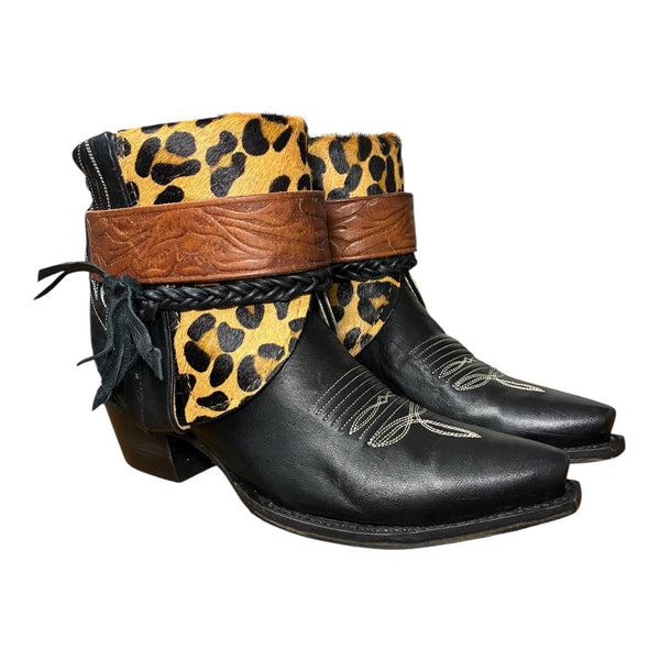 8 Black & Leopard Hair-on Hide Canty Boots®