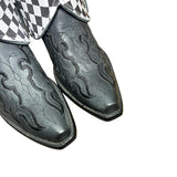 8 Embroidered Black & Checkered Leather Canty Boots®