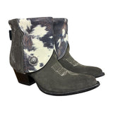 7.5 Charcoal Rough Out & Cowhide Printed Leather Canty Boots® with Silver Concho