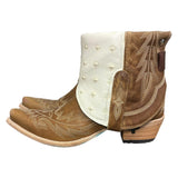 9 Embroidered Brown & Studded Cream Leather Canty Boots®