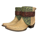 7.5 Embroidered Tan & Green Leopard Canty Boots®