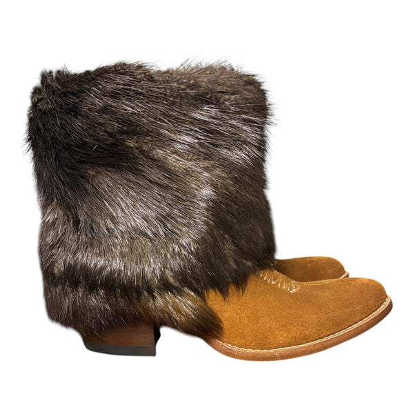 7.5 Cognac Rough Out & Beaver Fur Canty Boots®