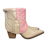 10 Pale Pink & Designer Stacked Heel Canty Boots®
