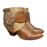 7.5 Tan Stacked Heel & Quilted Leather Canty Boots®