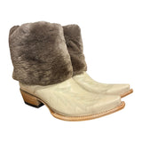 9.5 Embroidered Cream & Shorn Beaver Fur Canty Boots®
