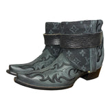 8.5 Embroidered Black & Designer Denim Canty Boots®
