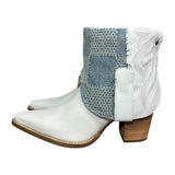 9.5 White & Designer Denim Stacked Heel Canty Boots®