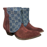 8 Deep Red Rough Out & Designer Denim Canty Boots®