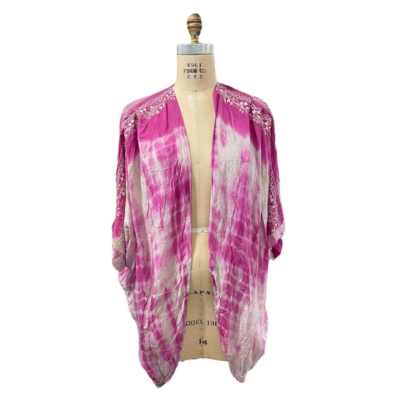 Pink & White Open Kimono