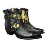 8 Black & Gold Spotted Hair-on Hide Canty Boots®