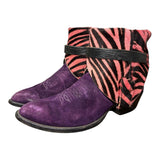 6.5 Purple & Pink Zebra Hair-on Hide Canty Boots®