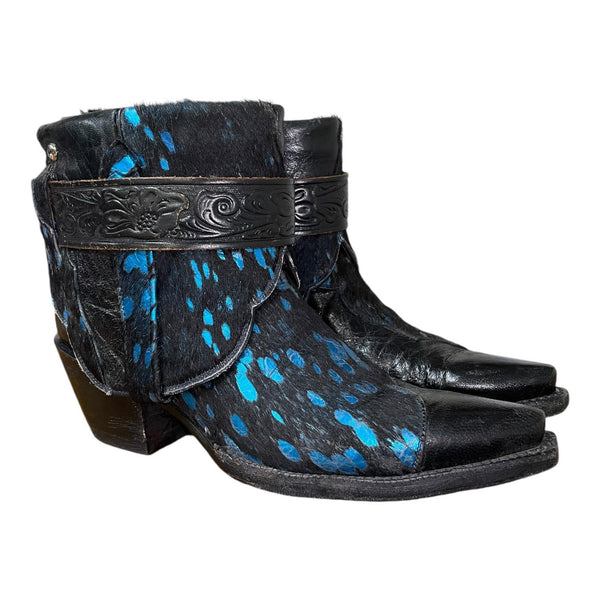 8.5 Black & Hair-on Hide with Metallic Blue Canty Boots®