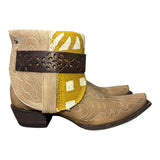 10 Embroidered Tan & Yellow Mudcloth Canty Boots®