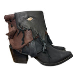 7.5 Black & Layered Leather Canty Boots® with Concho