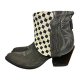 8.5 Charcoal Rough Out & Checkered Hair-on Hide Canty Boots®