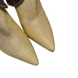 7.5 Brown & Gold Crystals Stacked Heel Canty Boots®