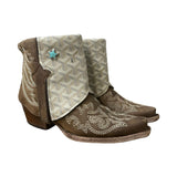 7.5 Brown & Designer Canty Boots® with Turquoise Star Concho