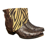9 Exotic Brown & Zebra Print Canty Boots® with Turquoise Concho