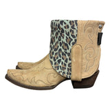 6.5 Embroidered Tan & Light Blue Leopard Canty Boots®