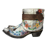 8.5 Distressed Metallic Silver & Colorful Floral Embroidery Canty Boots®