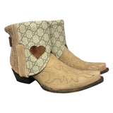 8.5 Embroidered Tan & Designer Canty Boots® with Heart Inlay