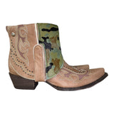 9 Tan Studded & Embroidered with Camo Hair-on Hide Canty Boots®