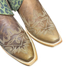 10 Embroidered Brown & Green Leopard Canty Boots® with Star Inlay