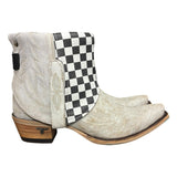 9 Embroidered White & Checkered Leather Canty Boots®
