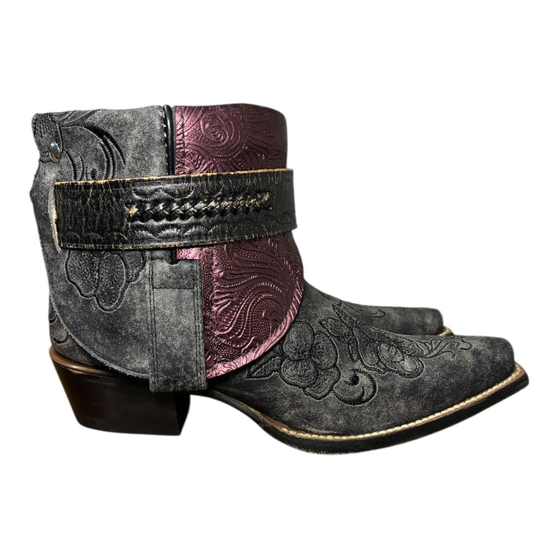 6.5 Embroidered Floral & Purple Leather Canty Boots®