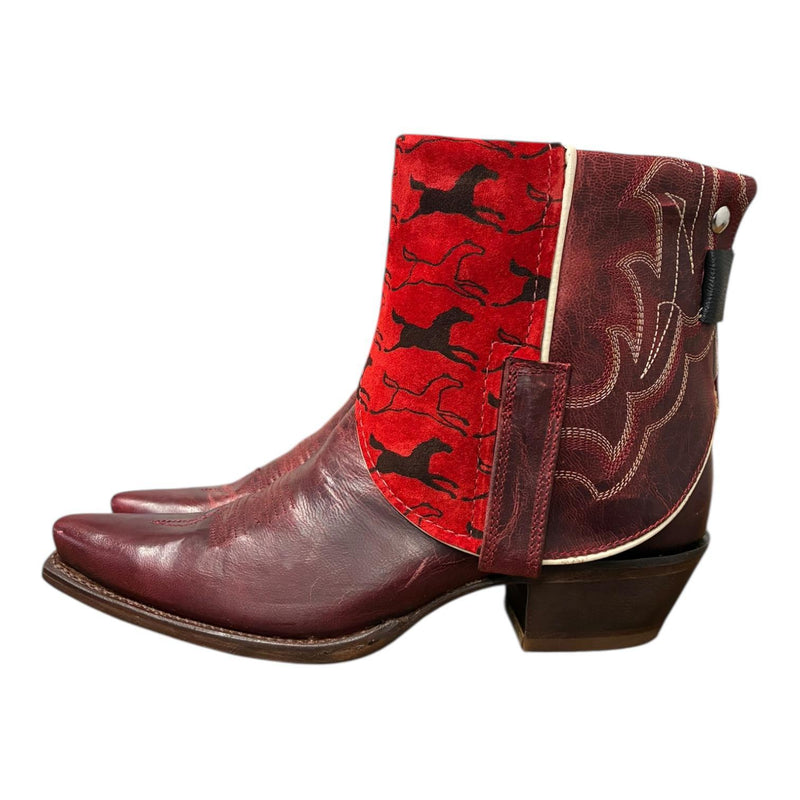 8 Embroidered Red & Horse Print Canty Boots®