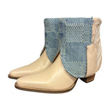 9.5 Pale Pink & Designer Denim Stacked Heel Canty Boots®