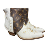 7.5 Cream Embroidered Floral & Designer Canty Boots®