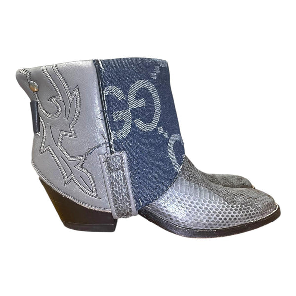 6.5 Exotic Gray & Designer Denim Canty Boots®