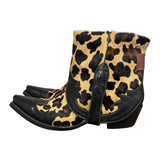 8.5 Tooled Black & Leopard Hair-on Hide Canty Boots®