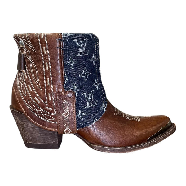 8 Embroidered Brown & Designer Denim Canty Boots®